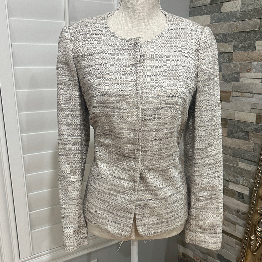 The Limited Women's Tweed Blazer - Cream and Gray